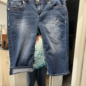 Seven7 Medium Blue Rolled Hem Jean Shorts
